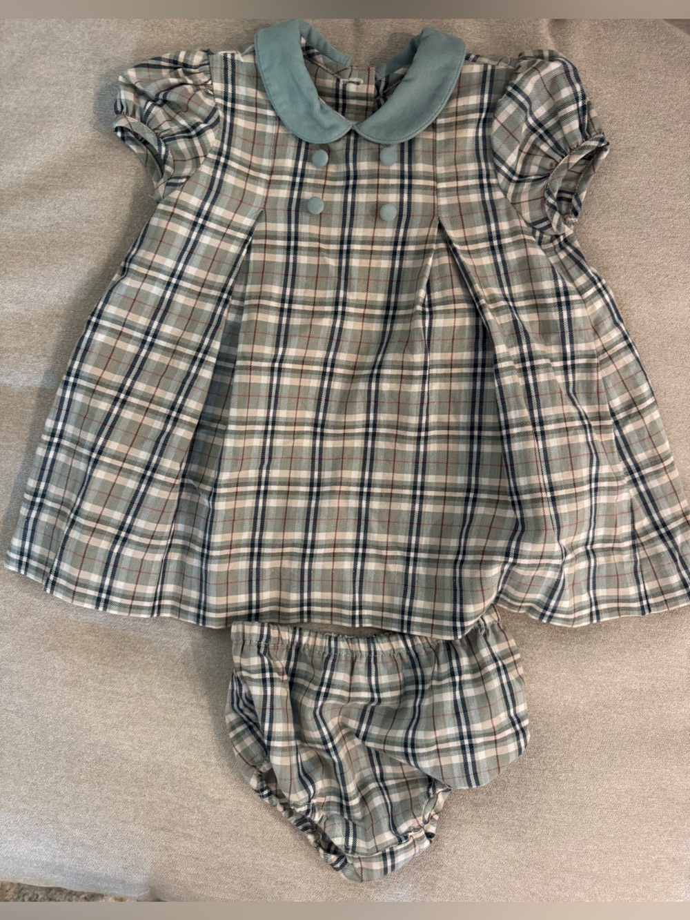 Dillards Plaid Set in Sage and Navy- 3m